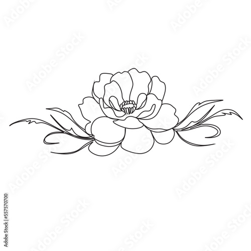 Flowers one line vector art. Magnolia line drawing.  Botanical print. Cosmetics nature symbol. Modern continuous line art. Fashionable print. Beaty salon logo.
