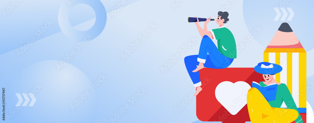 Fototapeta premium Education study vector flat character illustration 