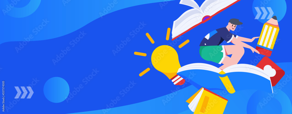 Education study vector flat character illustration
