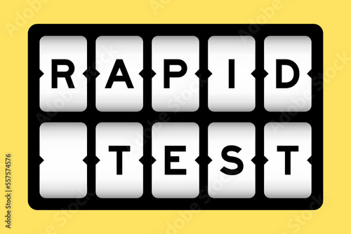 Black color in word rapid test on slot banner with yellow color background