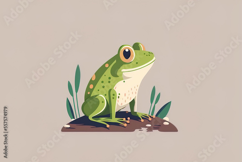 Fototapete Cartoon frog in a flat style. Generative AI