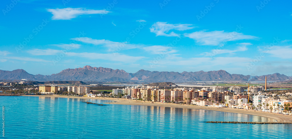 Aguilas city landscape- aerial view,  Murcia province in Spain