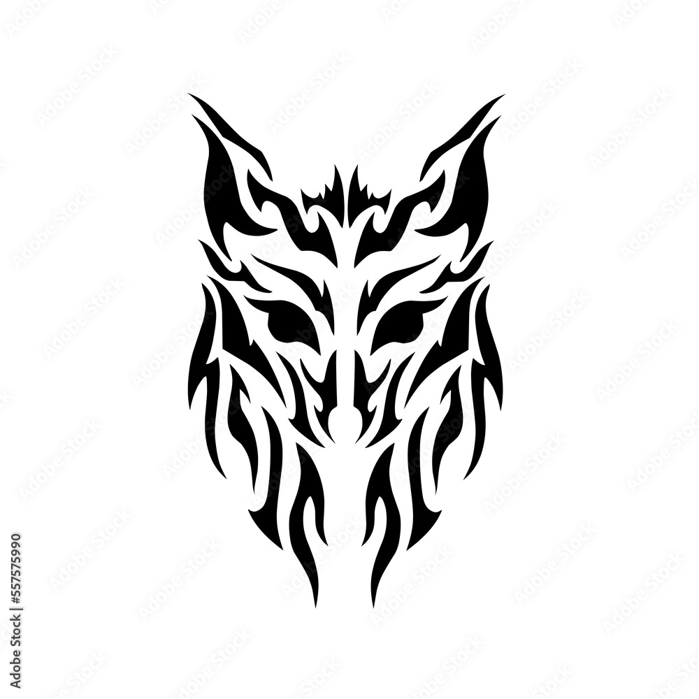 illustration vector graphic of design tribal fox head in black color