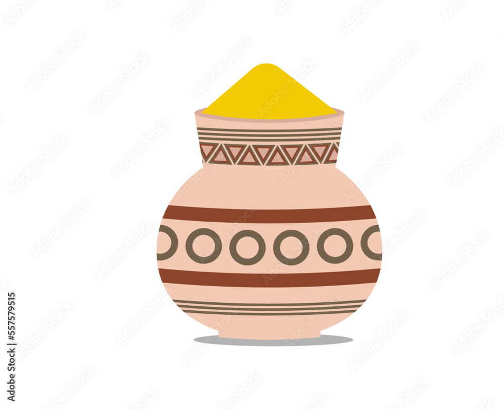Happy Indian Hindu festival of colors Holi. Yellow powder. Element for your design. White background