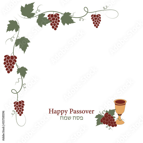 Passover holiday vine and cup illustration 