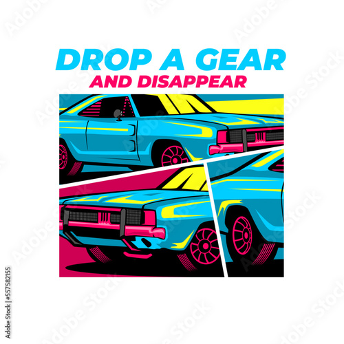 Cool car vector with comic style