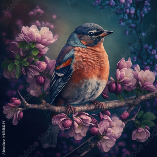 Spring Time Card Poster Background Wallpaper Birds and Plants Time for Relax Art For Print on demand relax with friends in spring © Damian Sobczyk