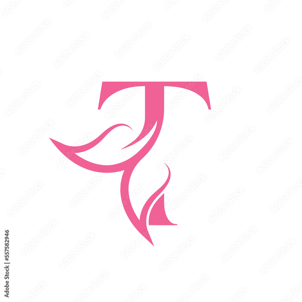 flower beautiful beauty logo letter T