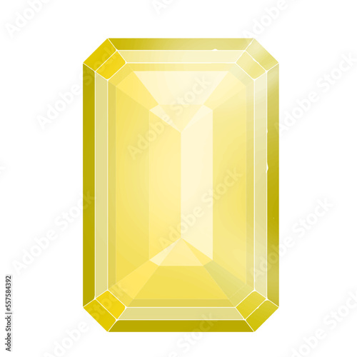 エメラルドカットの黄色いジュエリーイラスト画像