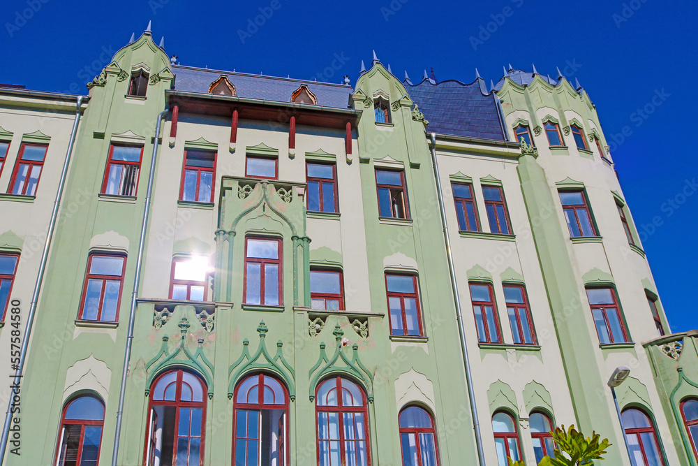 Obraz premium Green building with neo-gothic decoration in Bratislava, Slovakia