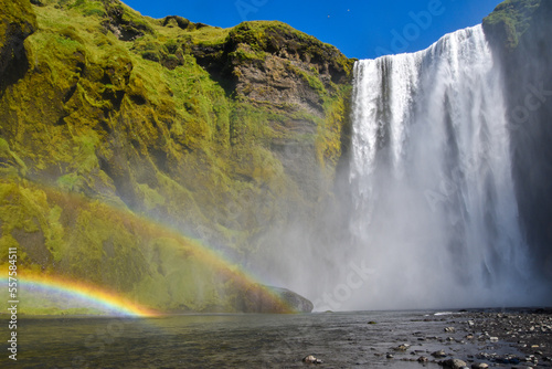 Double rainbow at Skógafoss Waterfall in Iceland