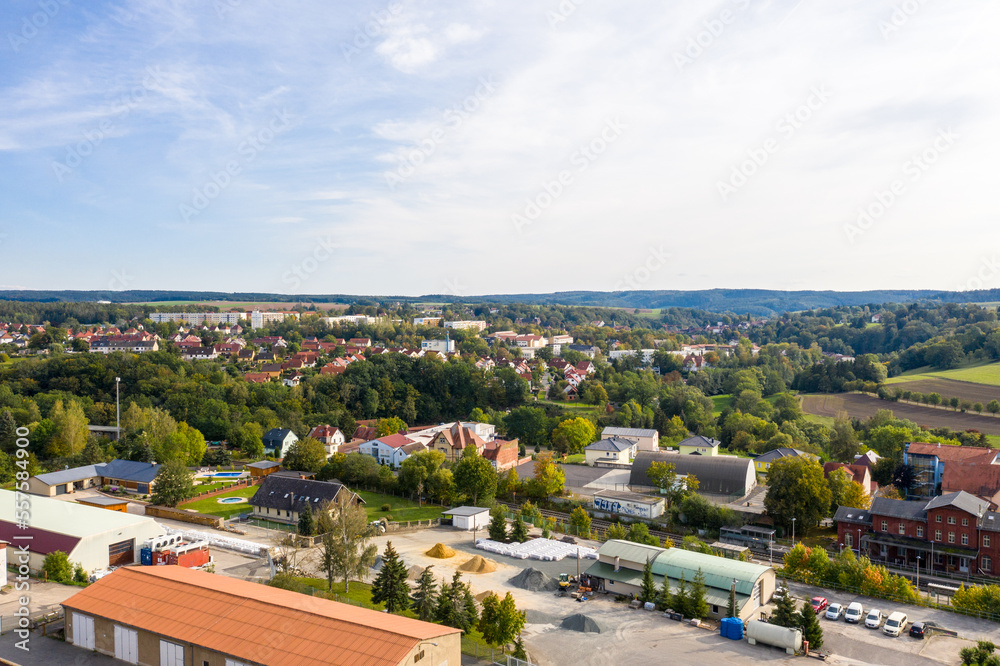 Obraz premium The City of Stadtroda from above (Thuringia, Germany)