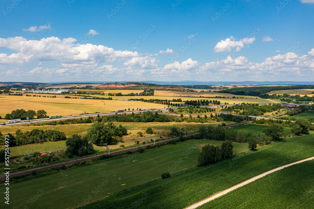 The city of Niedergebra (Nordhausen) from above (Thuringia region, Germany)