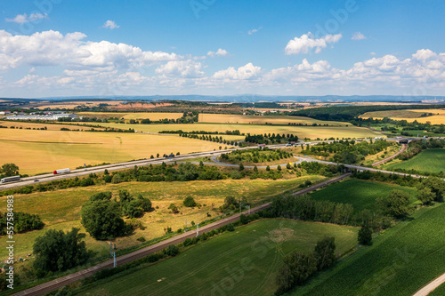 The city of Niedergebra (Nordhausen) from above (Thuringia region, Germany)