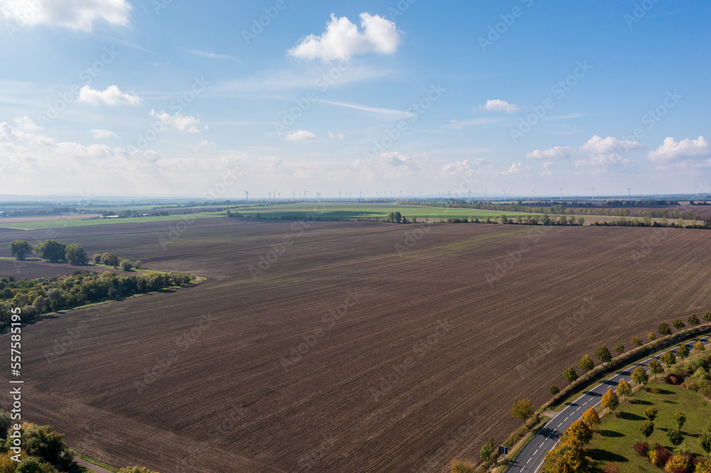 The fields near Wanzleben-Börde near Magdeburg from above ( Saxony-Anhalt / Germany )