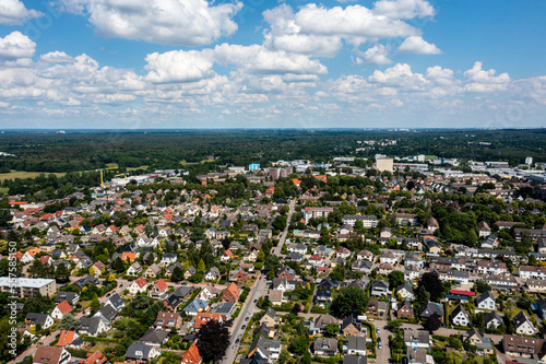 The city of Wedel near Hamburg from above ( Schleswig-Holstein Pinneberg and Elbe River region / Germany ) photo