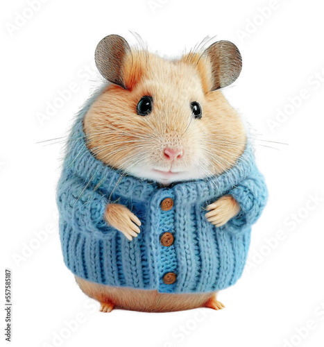 Cute hamster wearing a sblue weather on a transparant background