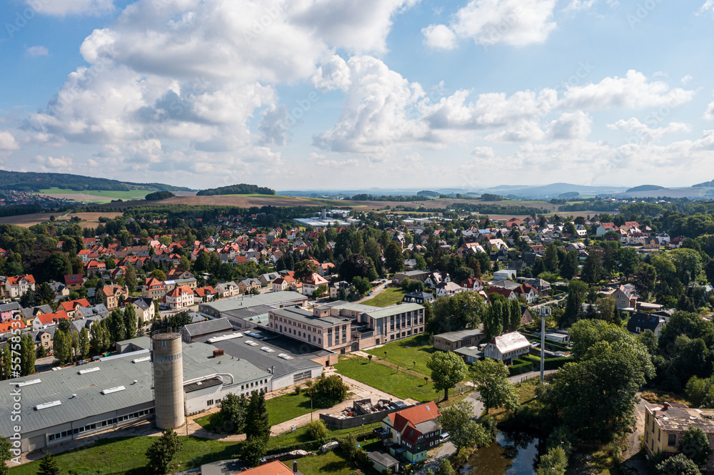 The city of Neugersdorf near Ebersbach from above ( Saxon Switzerland-Osterzgebirge region, Saxony / Germany ) The city of Neugersdorf near Ebersbach from above ( Saxon Switzerland-Osterzgebirge region, Saxony / Germany )