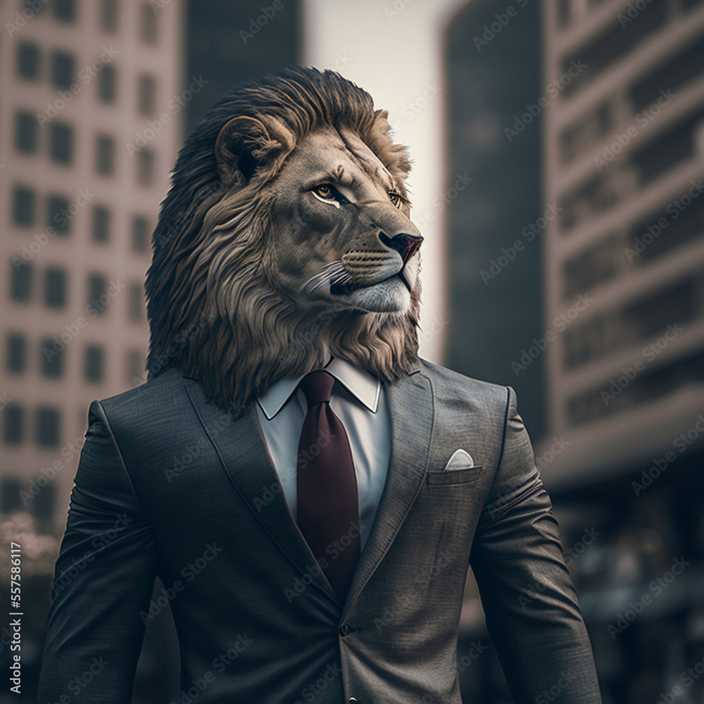 portrait of a tiger in a stylish business suit on the background of a large metropolis, illustration of the boss lion entrepreneur, business picture, ai generated portrait of a tiger in a stylish business suit on the background of a large metropolis, illustration of the boss lion entrepreneur, business picture, ai generated