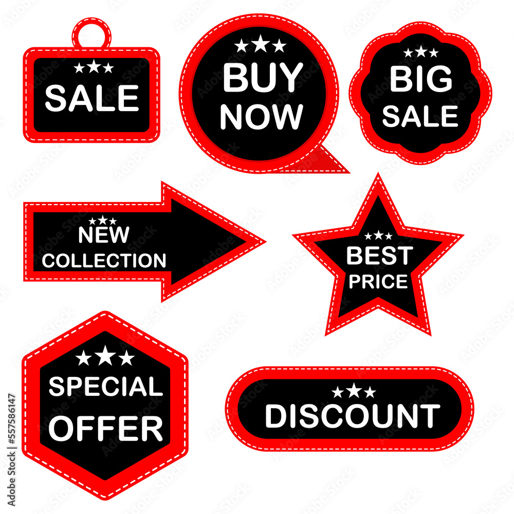 Modern sale banners and labels collection. Stock  png 