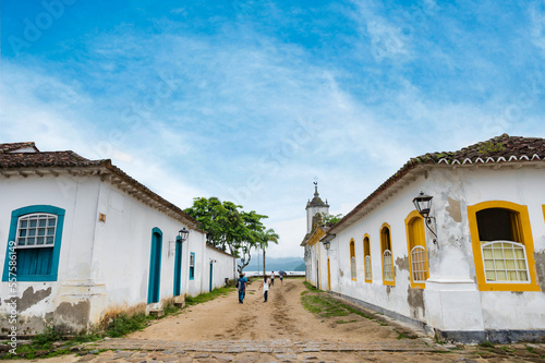 Paraty, Rio de Janeiro, Brazil - December 28, 2022 - architecture and ancient streets in the city of Paraty - Rio de Janeiro - Brazil.