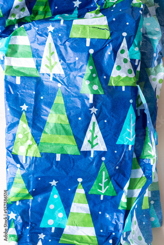 wrapping paper with christmas tree theme