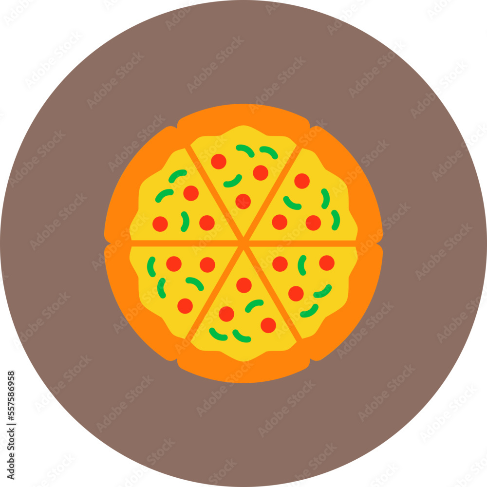 Pizza Multicolor Circle Flat Icon