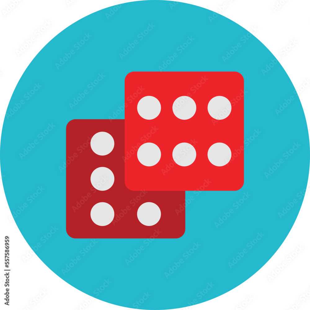 Dices Multicolor Circle Flat Icon Dices Multicolor Circle Flat Icon