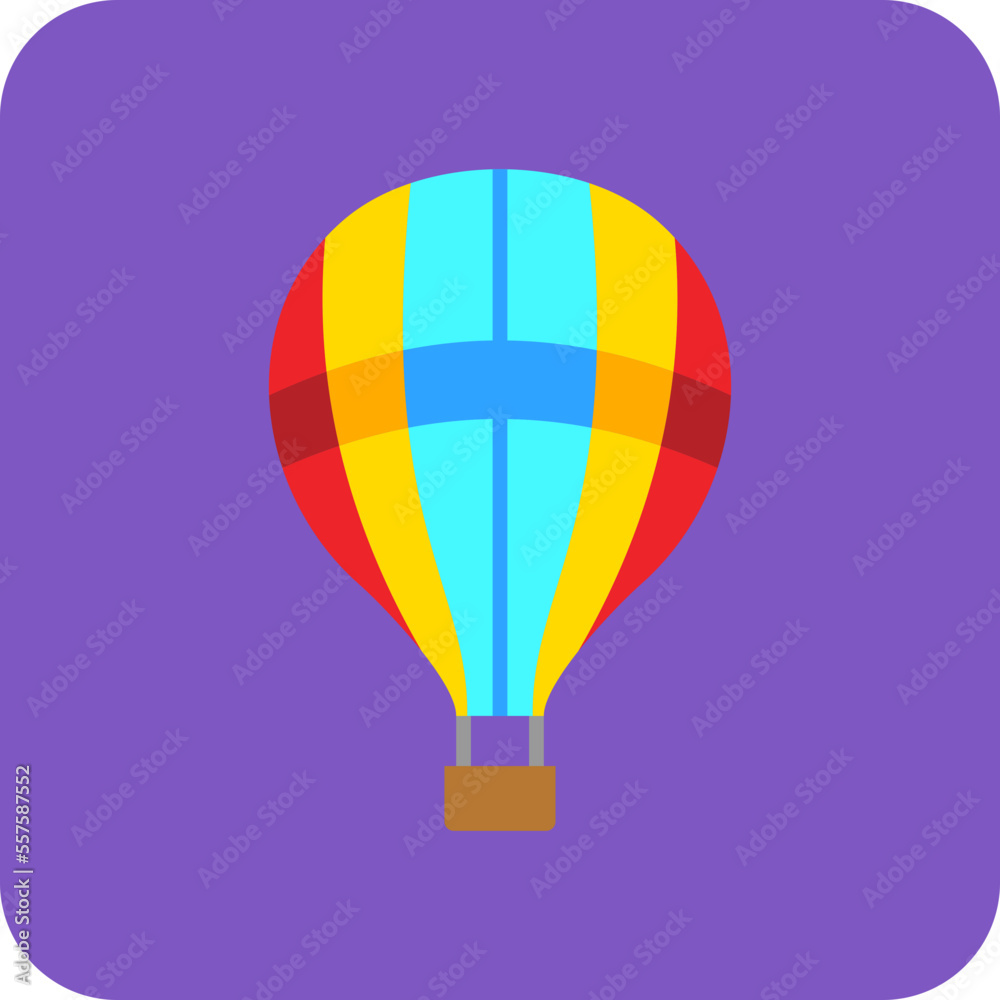 Naklejka premium Hot Air Balloon Multicolor Round Corner Flat Icon