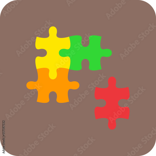 Puzzle Multicolor Round Corner Flat Icon