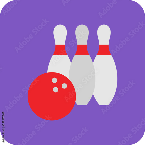 Bowling Multicolor Round Corner Flat Icon