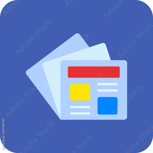 Newspaper Multicolor Round Corner Flat Icon