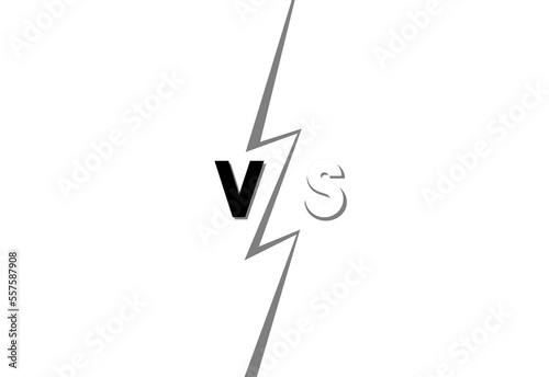 Isolated symbolic illustration: one side (white) versus another (black), as a split screen in a bold cartoonish style with the text VS plus a lightning in the middle.
 photo