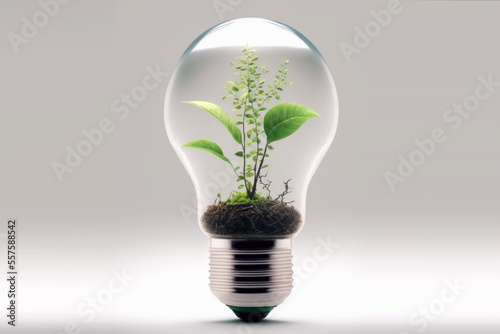 light bulb with small plant inside #2. Concept of Green Sustainable Energy, recycling, eco-friendly, Earth Day, Help the Environment, Generative AI