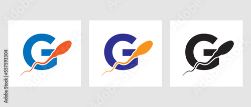Letter G Sperm Cell Logo Template. Sperm Bank Medical Symbol