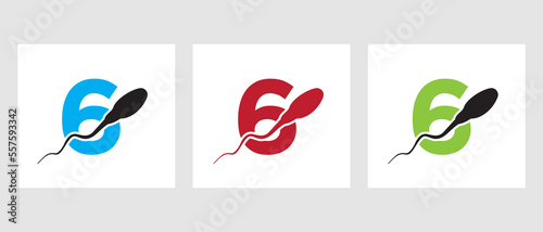 Letter 6 Sperm Cell Logo Template. Sperm Bank Medical Symbol