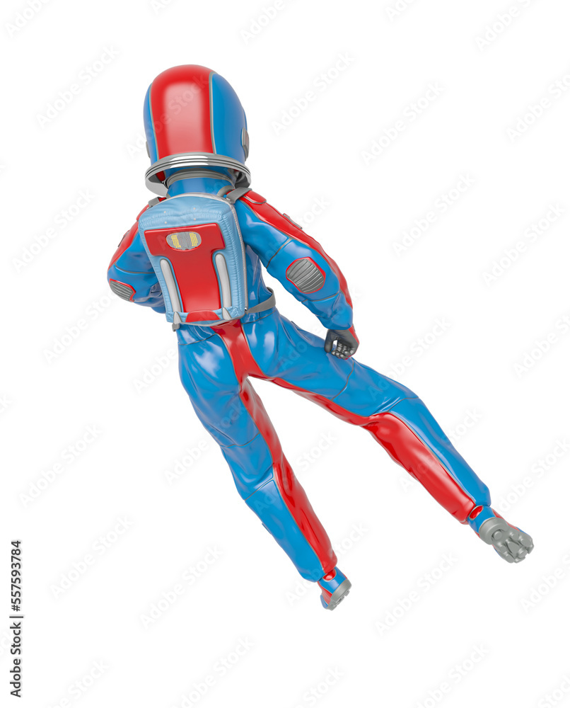 astronaut girl is floating back on rear view astronaut girl is floating back on rear view