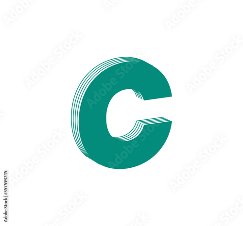 3D Linear modern logo of letter C. Number in the form of a line strip. Linear abstract design of alphabet number character and letter. logo, corporate identity, app, creative poster and more.