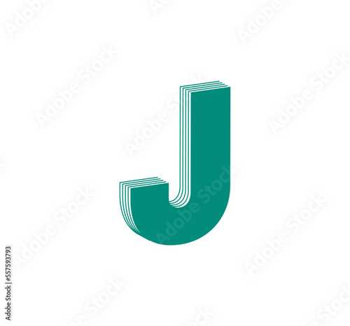 3D Linear modern logo of letter J. Number in the form of a line strip. Linear abstract design of alphabet number character and letter. logo, corporate identity, app, creative poster and more.