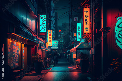 Neon illuminated city streets drawn by Artificial Intelligence © Trendboyt