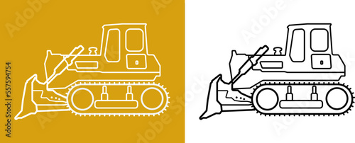 Bulldozer vector icon and logo in two variants
