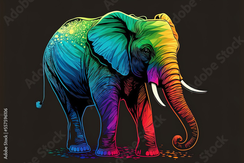 A cartoon elephant is drawn in a cool gradient style. Generative AI