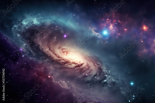 a view of a galaxy in the universe with stars and space dust. Generative AI © 2rogan