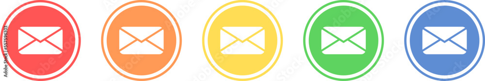 Email icon set. Mail icon in various colors. Email icon set. Mail icon in various colors.