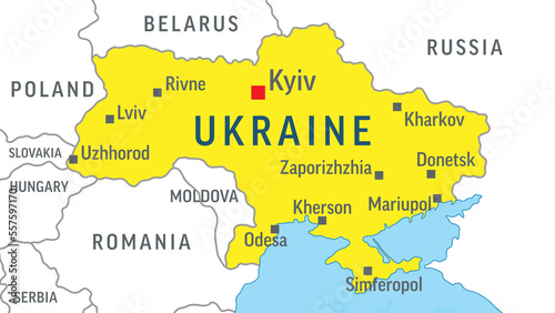 Ukraine Map. Zoom on World Map. Vector Illustration