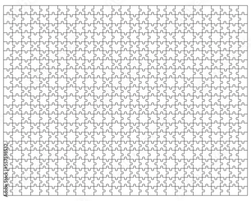 Illustration of big white puzzle, separate pieces	