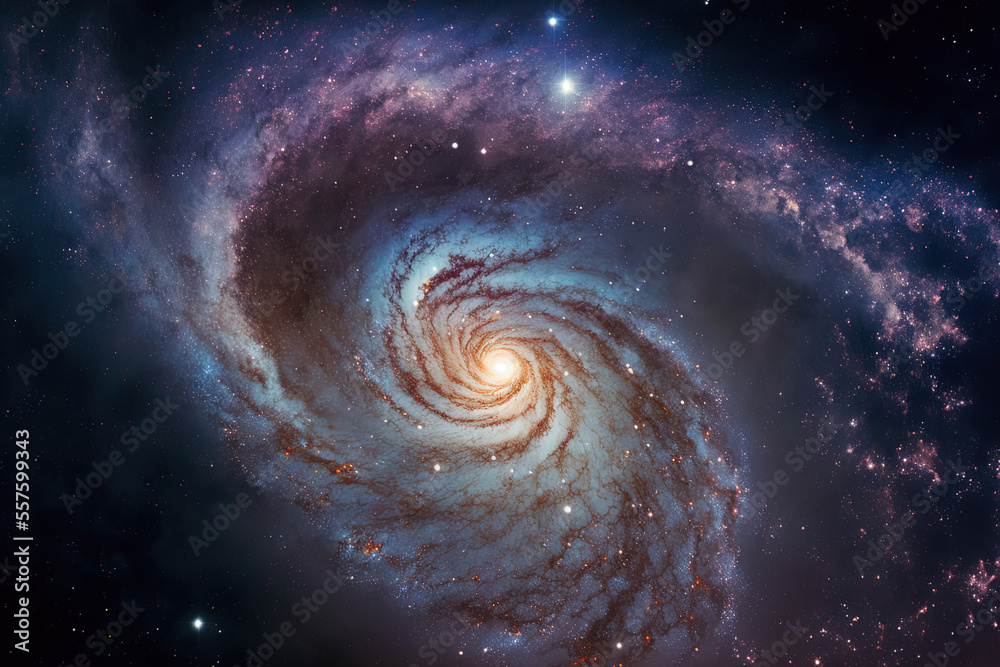 Space's Milky Way nebula and galaxies. Generative AI