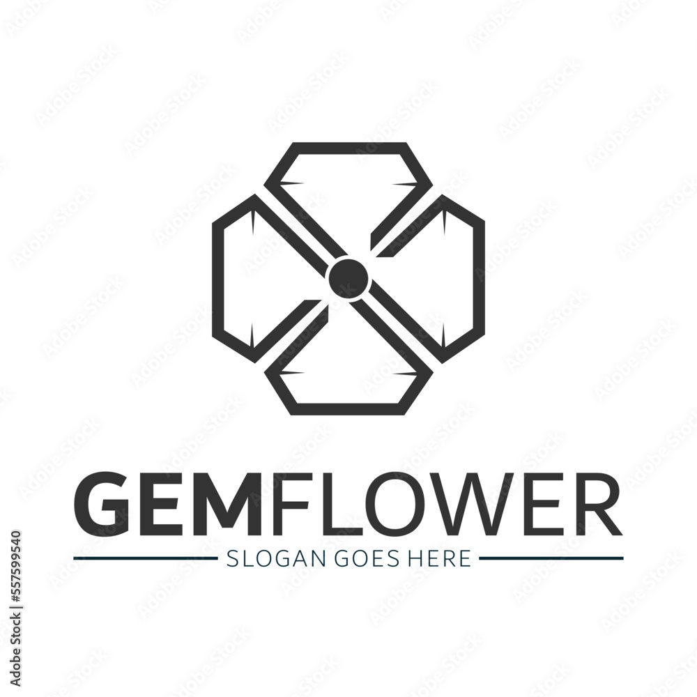 Diamond flower logo design vector isolated on white background Diamond flower logo design vector isolated on white background