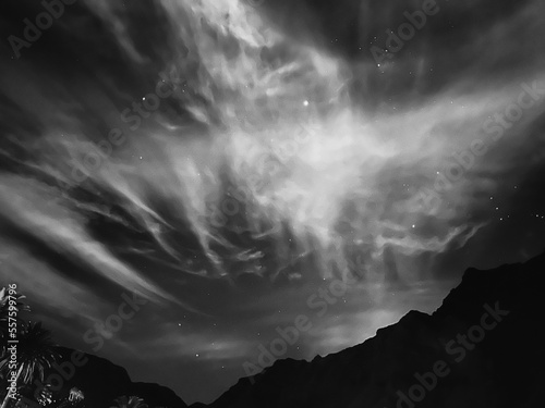 Night sky on the island of La Gomera in black and white