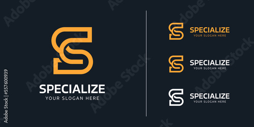 Modern Letter SC logo. Monoline logo